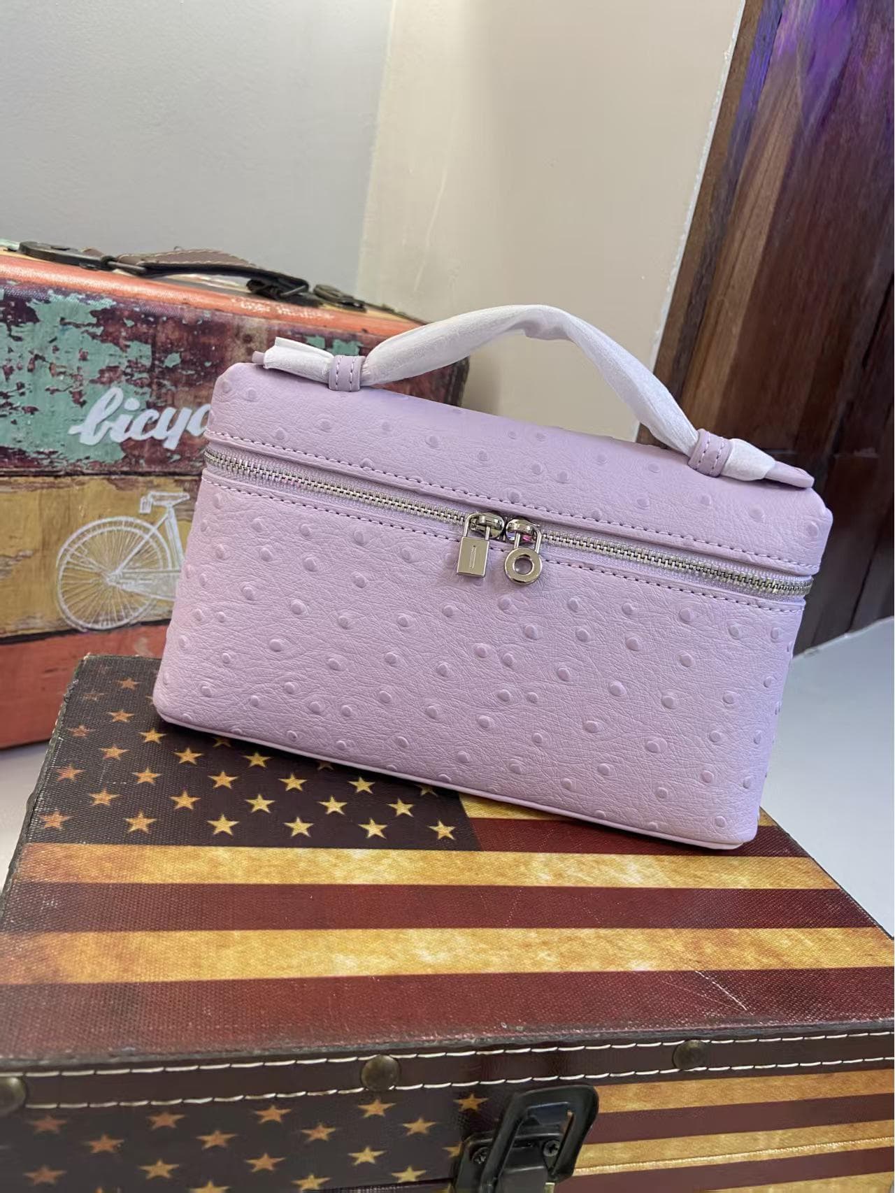 Forest Green Handheld Women's Ostrich Pattern Square Shoulder Bag Regular Packaging (Customized Metal)