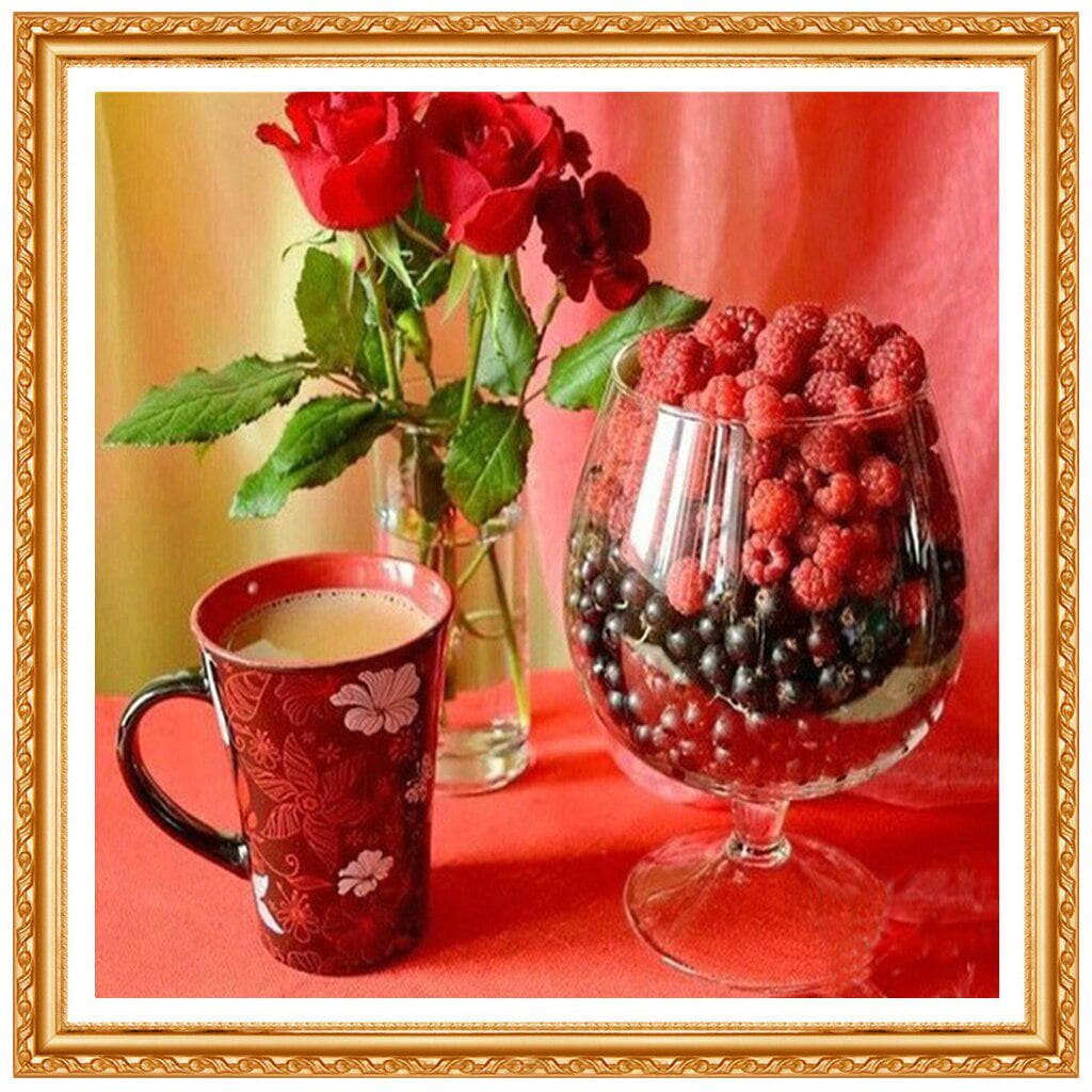 5D Diamond Painting Crystal Diamond Painting Cross Stitch Rose &Coffee Needlework Diamond Embroidery 20X30CM