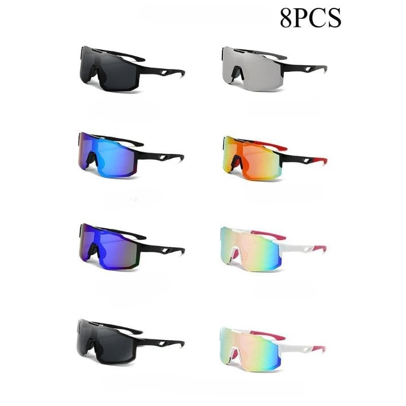 1/8Pcs Unisex Photochromic Sports Sunglasses UV Protection Cycling Running Rain Shield