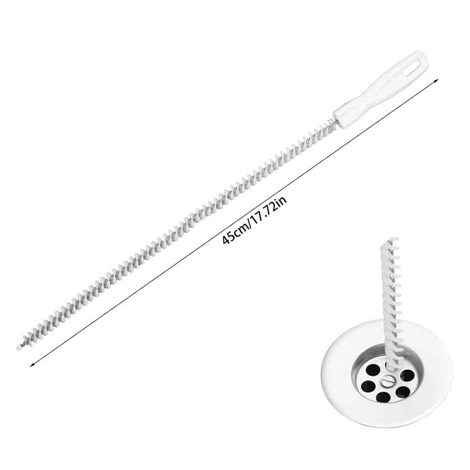 45cm Pipe Dredging Brush Bathroom Hair Sewer Sink Cleaning Brush Drain Cleaner Flexible Cleaner Clog Plug Hole Remover Tool white