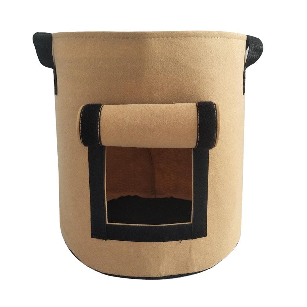 1PC Felt Potato Planting Bag Large Diameter Vegetable Plant Seedling Bag Non-Woven Felt Potato Growing Bucket D35*H45cm light brown