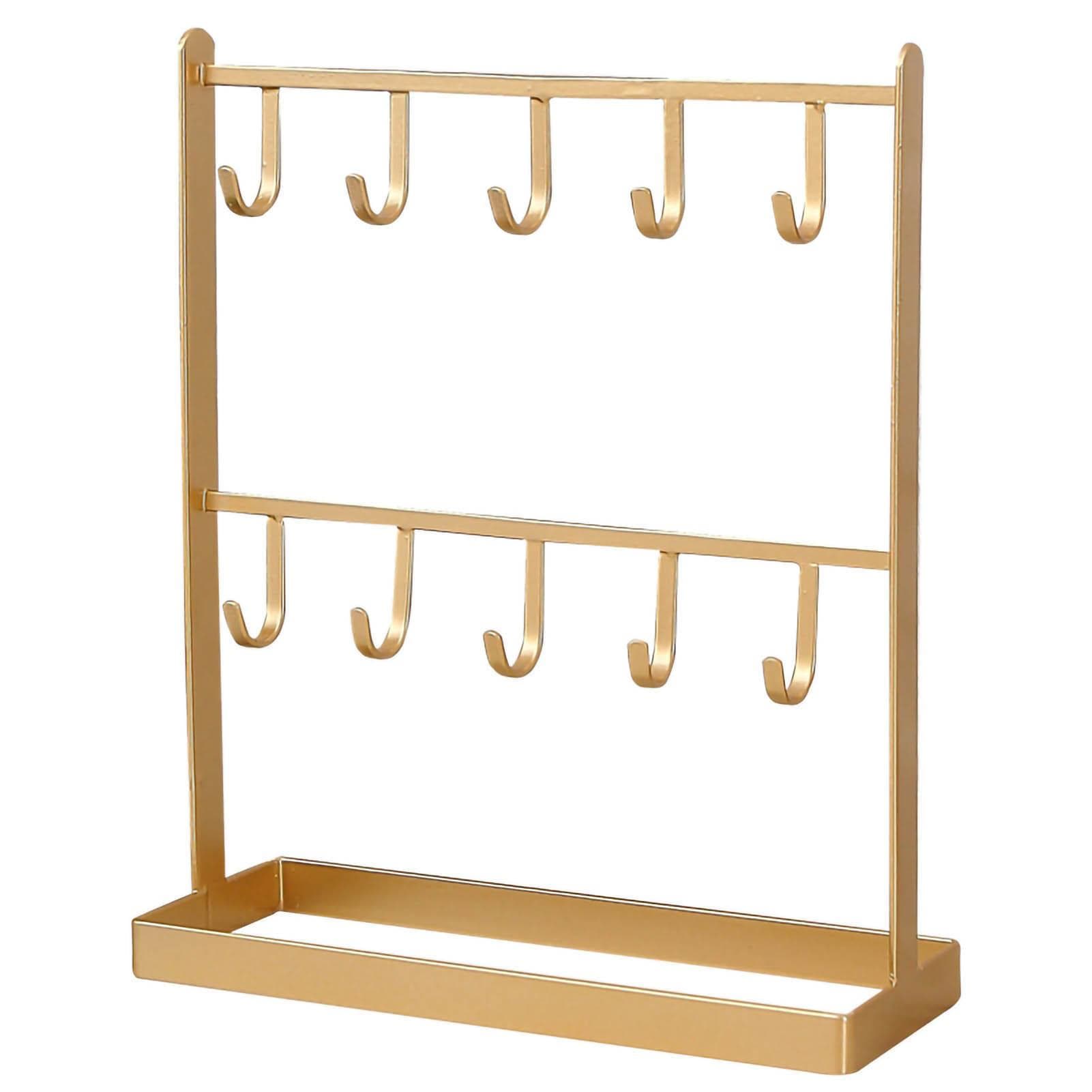 Jewelry Display Organizer Stand Hooks Golden Iron Display Rack for Necklace Hair Accessories golden