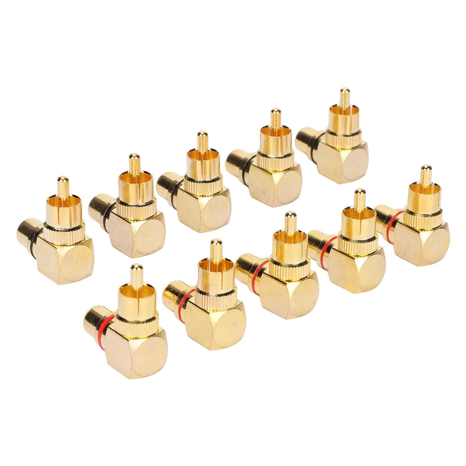10pcs RCA Right Angle Adapter Male to Female Copper Gold Plated 90 Degree L Type RCA Adapter