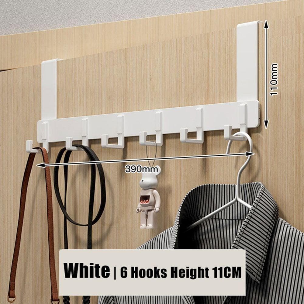 Hooks Over The Door 6 Hooks Clothes Coat Hat Towel Hanger Home Bathroom Organizer Rack Kitchen Accessories Holder white