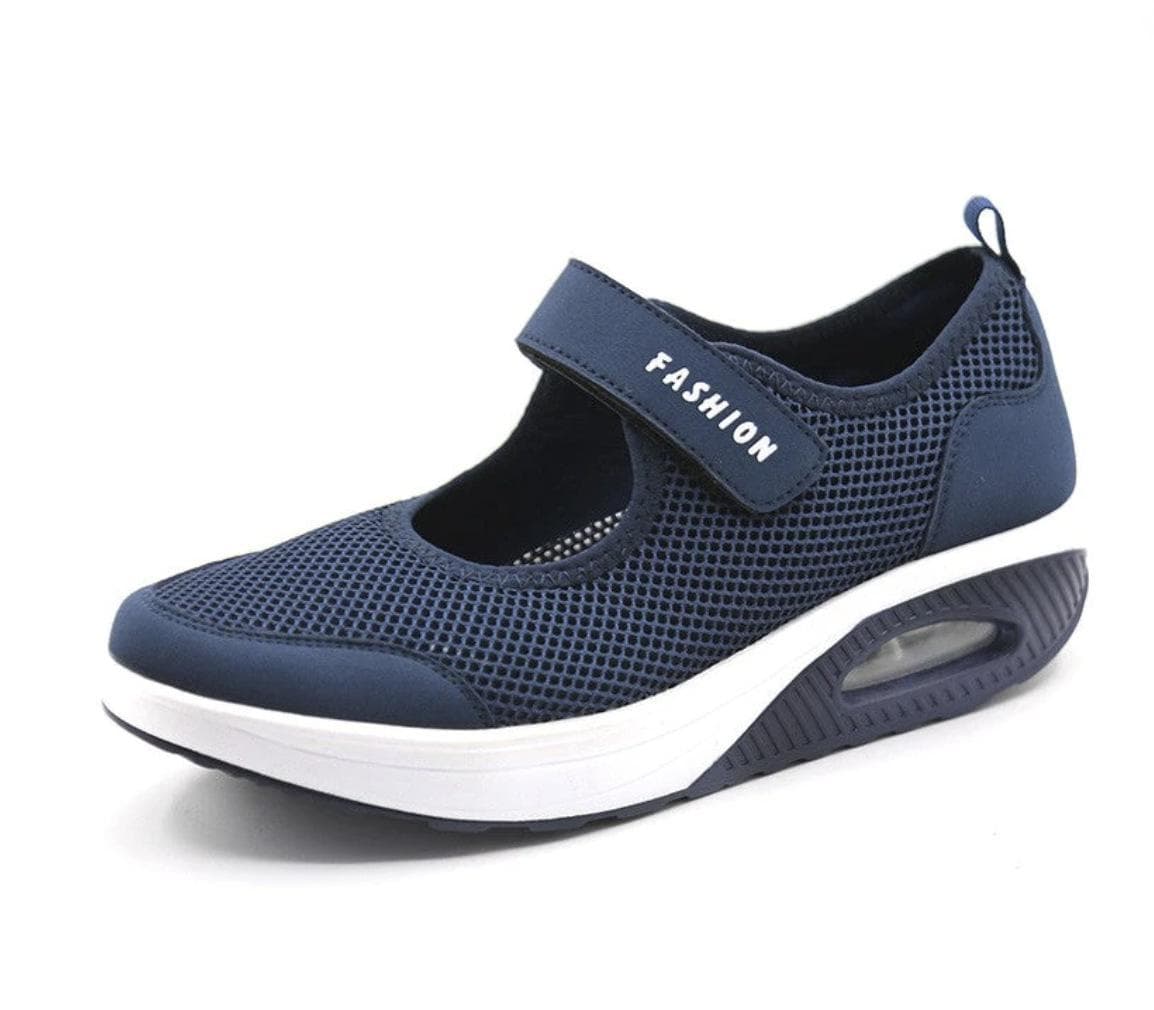 Women's Casual Mesh Sneakers, Breathable & Comfort Platform Soft Sole Shoes, Daily Walking Wedge Footwear 40 navy blue