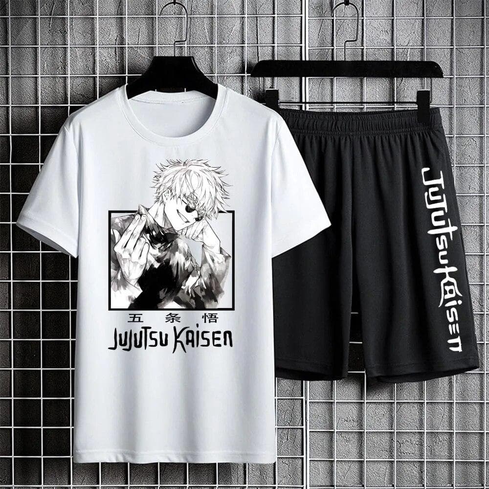 Jujutsu Kaisen T-shirt Set Casual Shorts Anime Print Men's Sets Tracksuit Sweatpants Sportswear Man Summer Fashion Clothing L