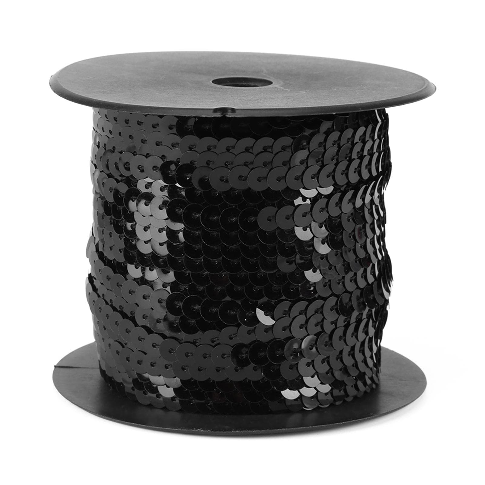 DIY 100 Yards 6mm Shiny Trim Sewing Strings Flat Round Sequins Line Accessory (Black) black