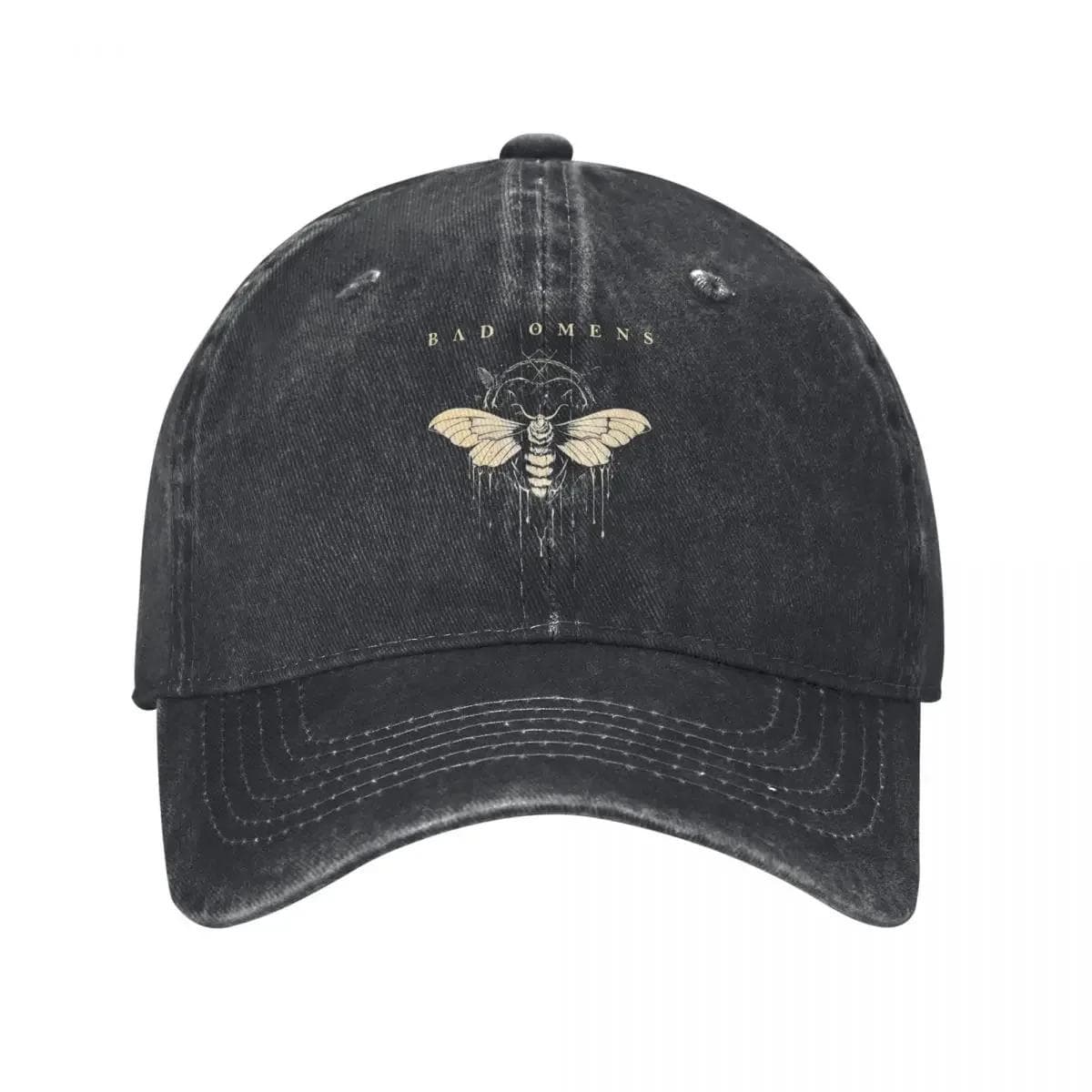 Bad Omens Moth Men Women Baseball Cap Metal Rock Distressed Denim Caps Hat Vintage Outdoor Summer Gift Snapback Hat Adjustable black