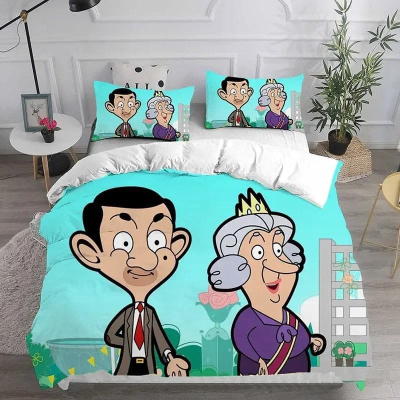 3D Mr. Bean Animated Series Bedding Sets Comforter Quilt Bed Cover Duvet Cover Pillow Case Sets Bedroom Home Textiles 70x133cm 2pcs