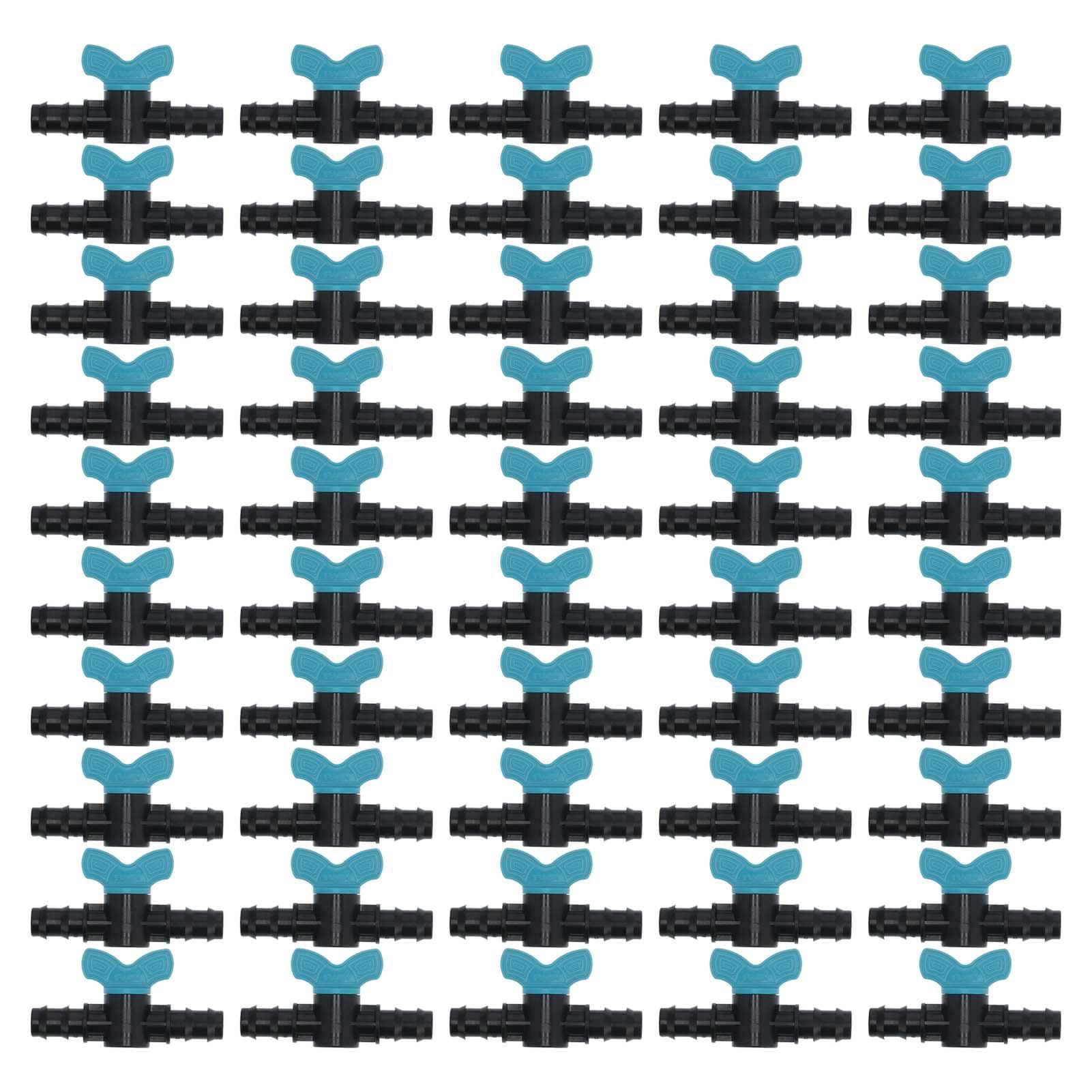 50PCS Drip Irrigation Shut Off Switch Valve Double Barbed Ball Valve for Agricultural Garden