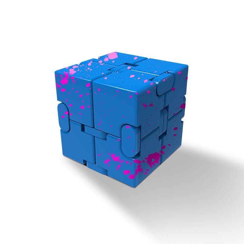 Fidget Infinity Cube Toy, Aluminum Alloy Metal Infinity Cube Gadgets Toys for Adults, Magic Cube for Stress Anxiety Relief 3.8*3.8*3.8cm rose red/blue