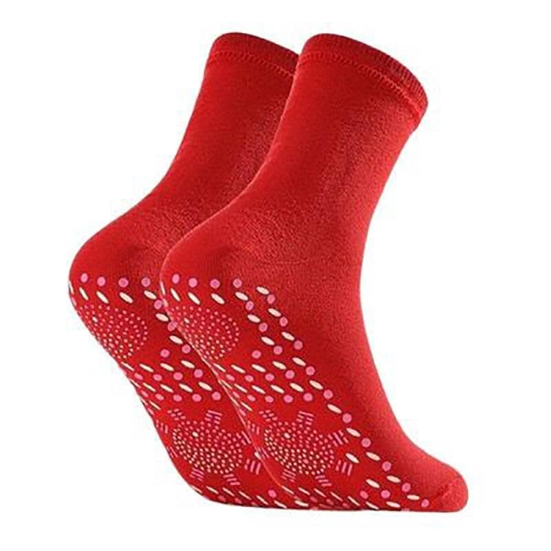 1/3/5pairs Tourmaline Self-Heating Socks Winter Warm Thermal Health Care Socks Slimming Health Short Sock Magnetic Therapy Sock 1 pair red