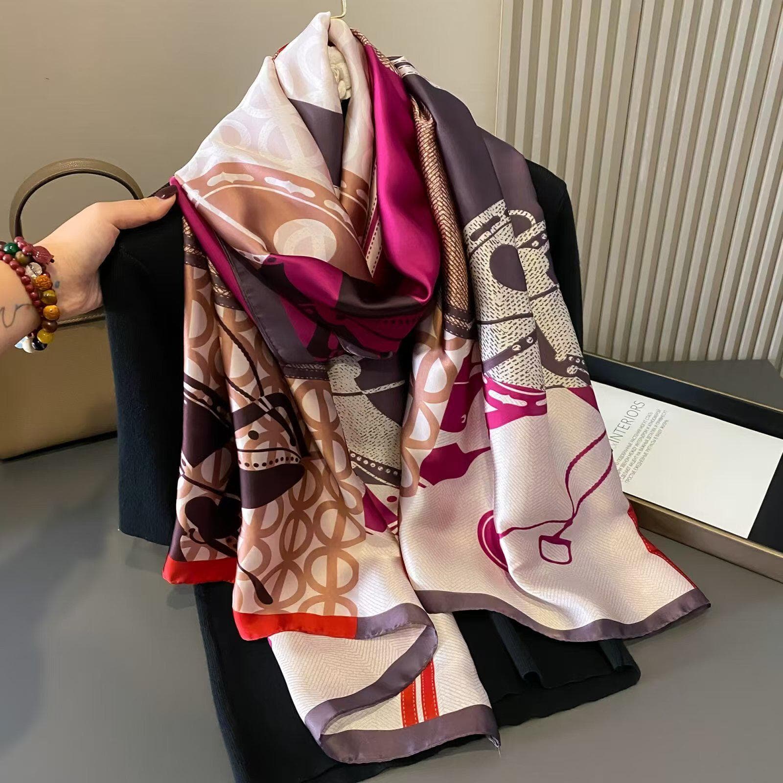 High-End Summer Silk Scarf - Long, Fashionable Sunscreen Shawl for Women 90x180