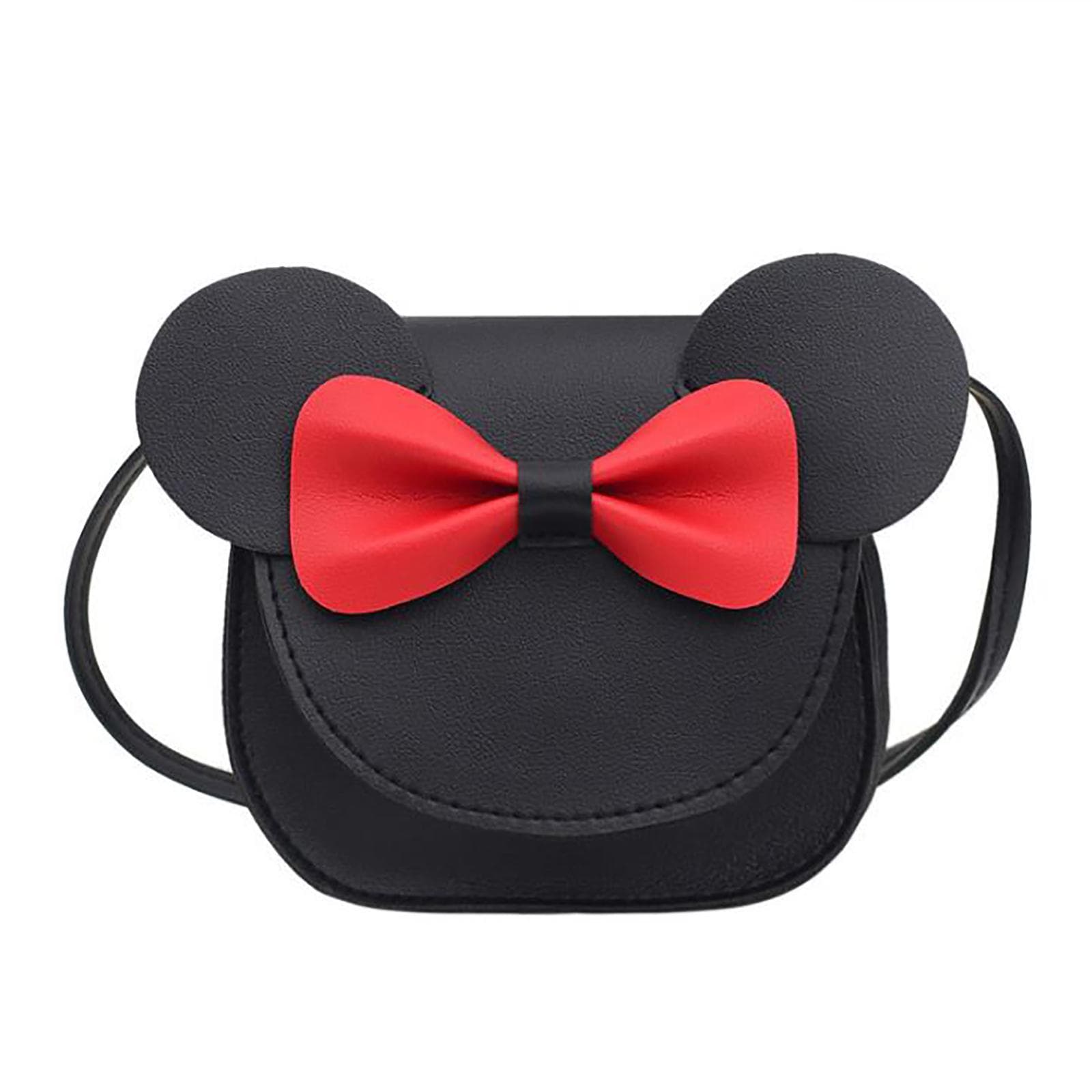 Baby Girl Cartoon Crossbody Bag Cute Mouse Ear Bowknot Magnetic Snap Shoulder Bag black