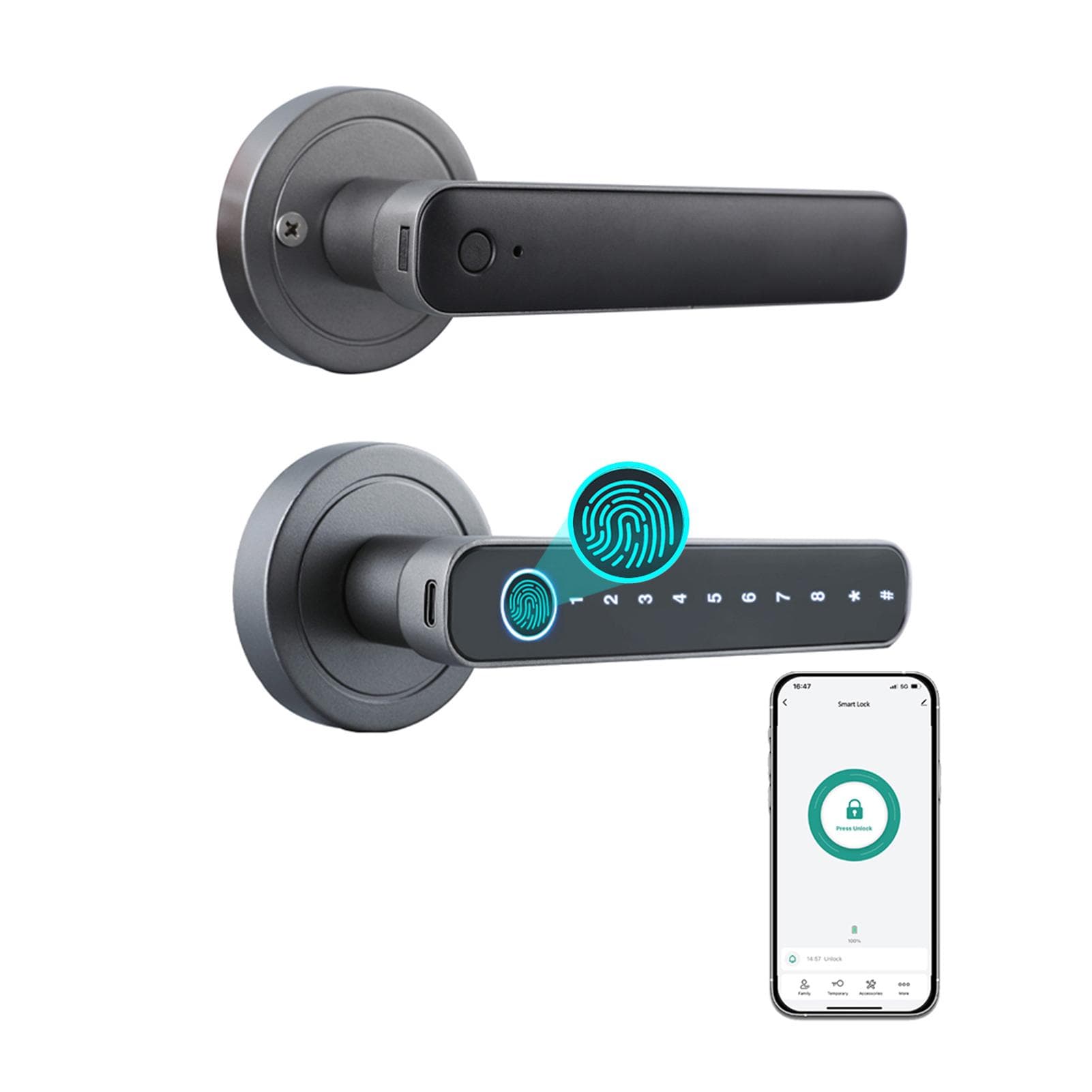 WAFU Fingerprint Door Lock 4 Unlocked Ways tuya BT Connection APP Unlock Password Unlocking for