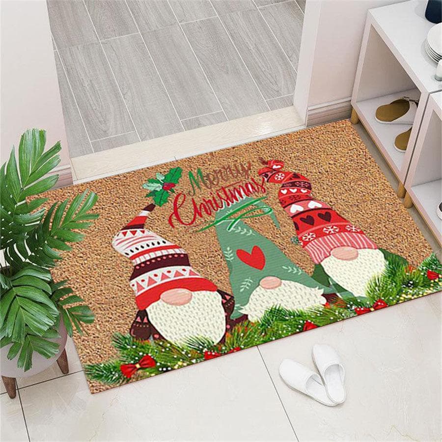 Christmas Crystal Velvet Carpet Home Decoration Indoor Outdoor Welcome Mat Kitchen Bedroom Mat Happy New Year Gift 40x60cm 16x24inch