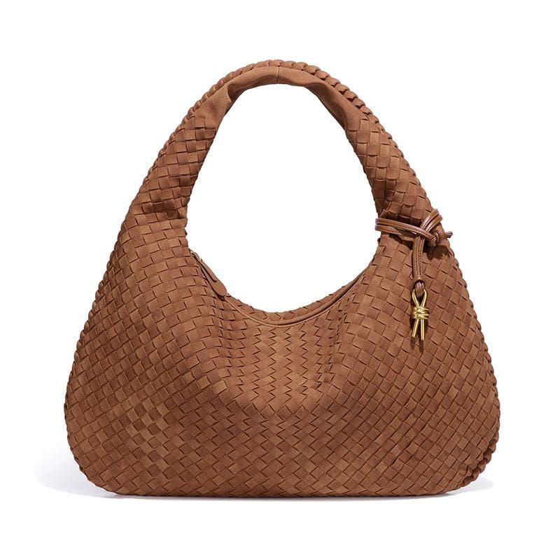 Woven Single-shoulder Women's Bag, Matte Suede Large Capacity Handbag, Fashionable Underarm Bag