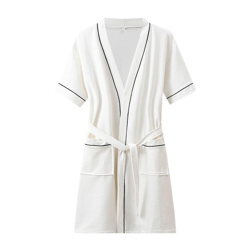 Spring & Summer Unisex Short-Sleeve Cotton Bathrobe: Women's Regular & Men's Large Sizes, Hotel Quality Nightgown Medium