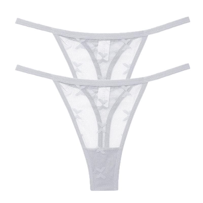 2PCS/Set Mesh Transparent Thong Women Panties Underwear Women Seamless G-String Female Underpants Intimates Lingerie S-XL XL