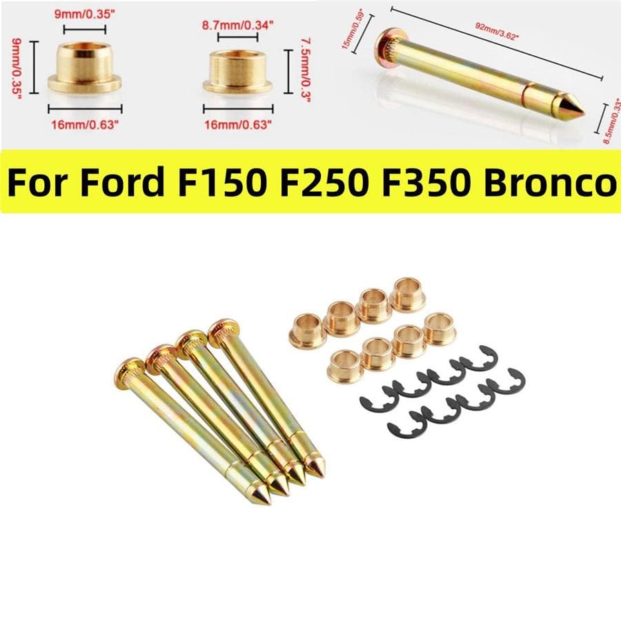 4X Door Hinges Pin & Door Bushings & E-ring Clips Repair Kit Zinc Plated Steel