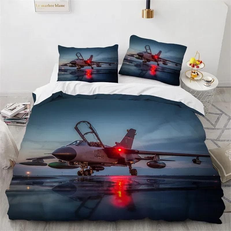 Airplane Duvet Cover King Queen Size Microfiber Flying Plane Bedding Set Aircraft Sky Print Comforter Cover For Kids Boys Girls 135x200cm 2pcs