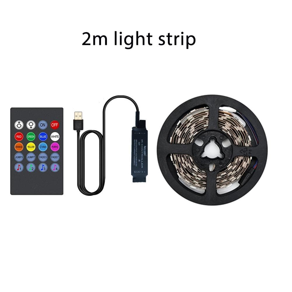 TV Backlight Music Sync USB Powered RGB 5050 LED Strip Light for 15 - 80 Inch TV Mirror PC 2m