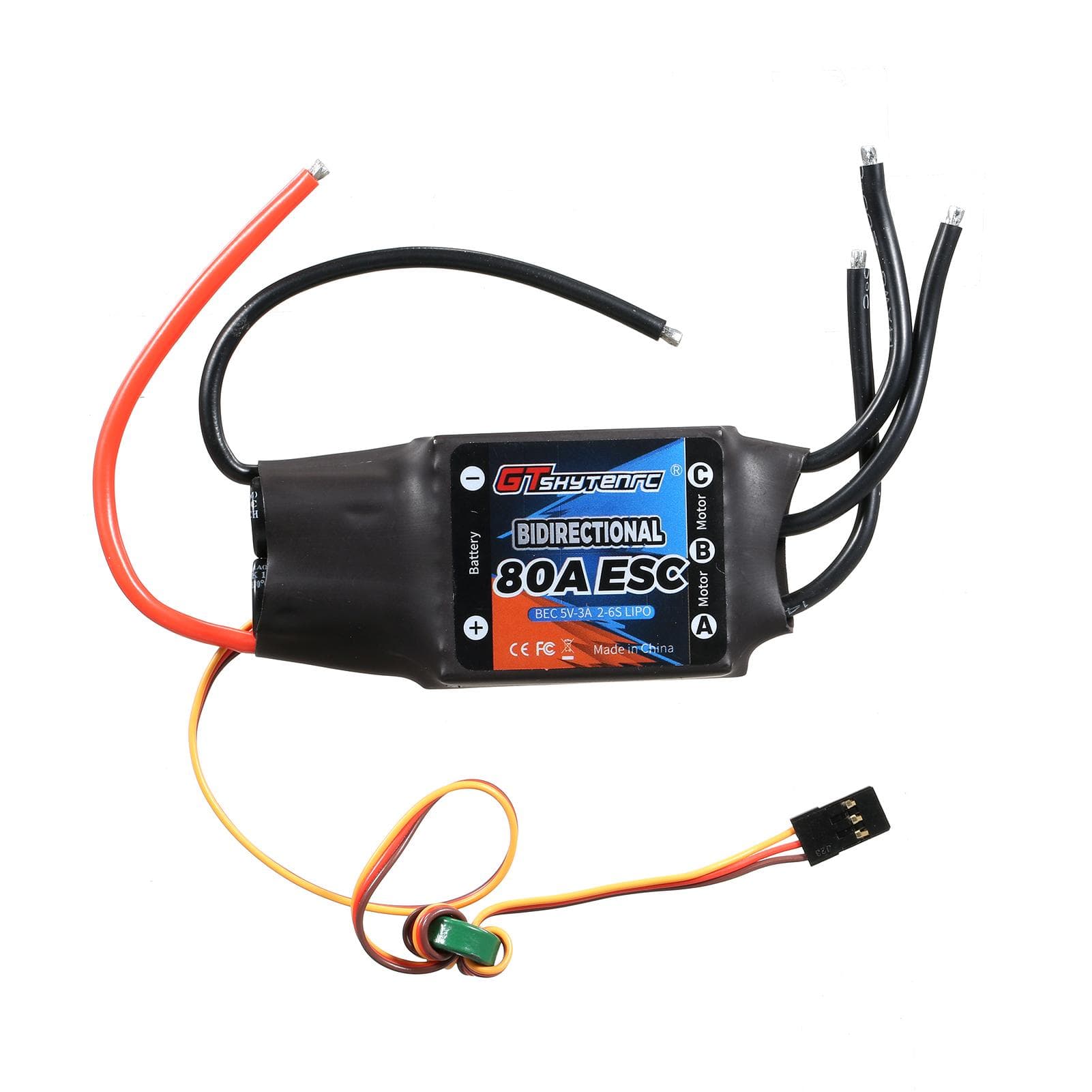 GTSKYTENRC Bidirectional 200A Brushless ESC for Remote Control Car/ Boat/ Remote Control Ship 80A black