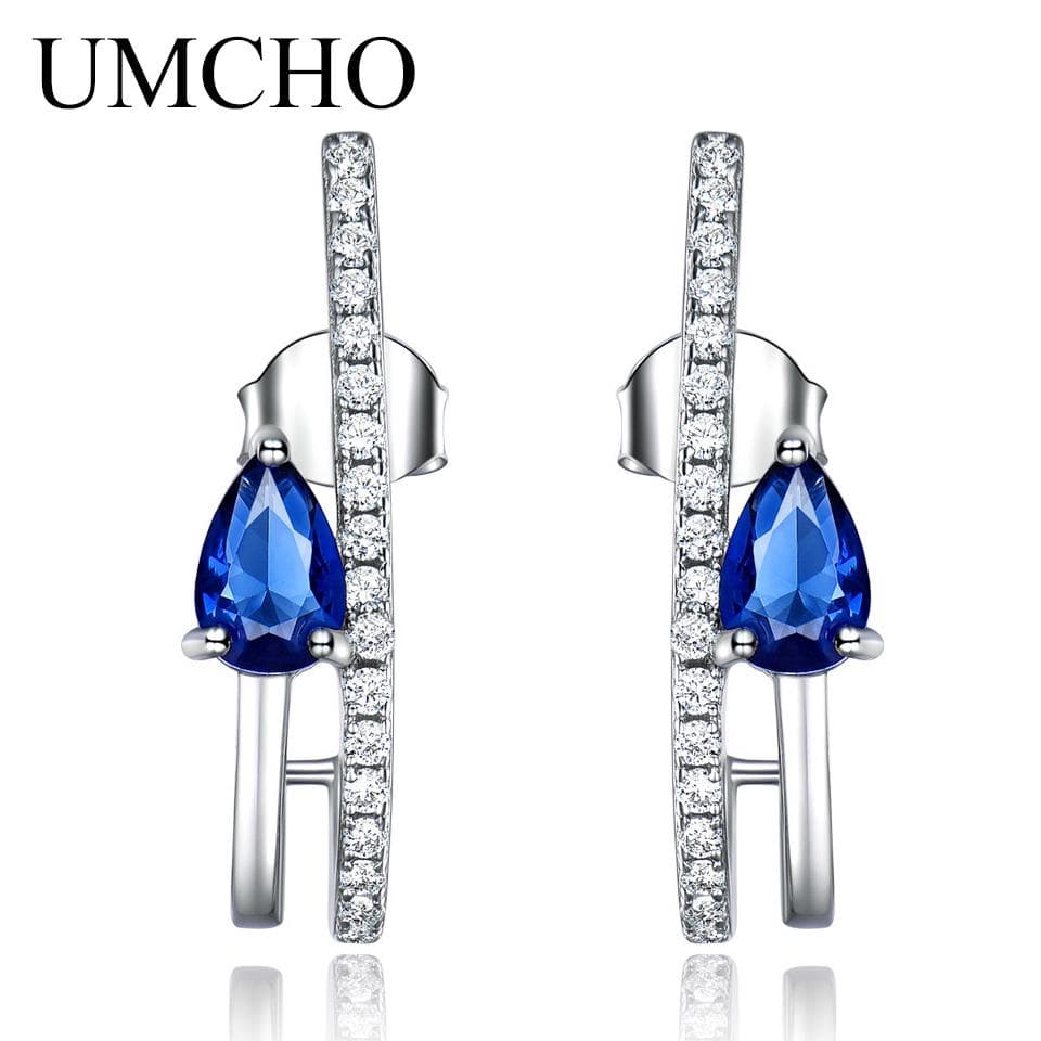 UMCHO Drop Earrings for Women Blue Sapphire Gemstone Earrings Anniversary Birthday Valentine's Day Jewelry Gifts for Women Wife Her Girls