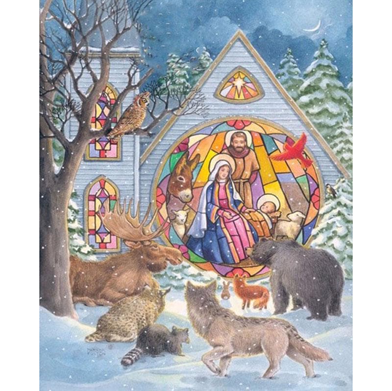 Full Round Drill Diamond Embroidery Animals and Famliy Look Picture 3D Diamond Painting 20X30CM