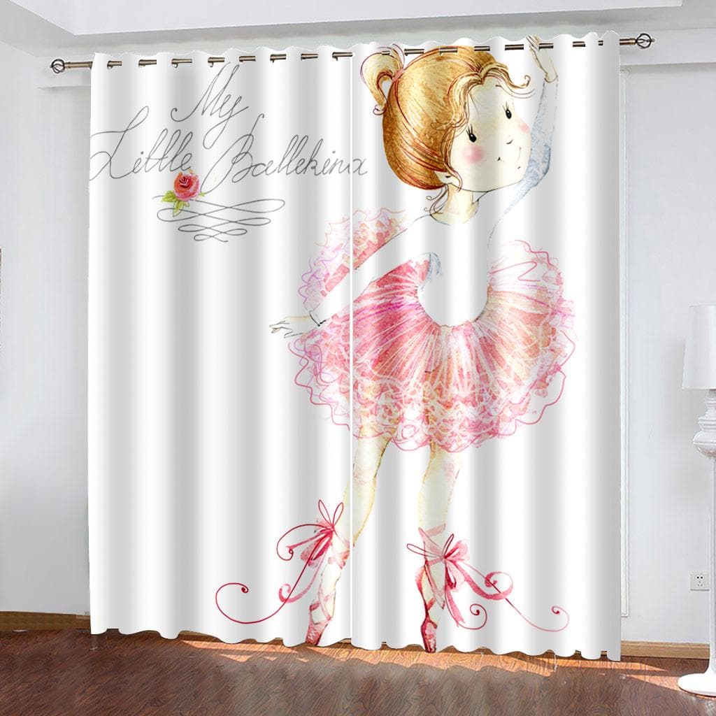 Pink Unicorn and Ballet Girl Window Curtains Living Room Kids' Bedroom Kitchen Curtain For Children Drapes Window Treatment 100W160H(CM)40x63in&Grommet Top