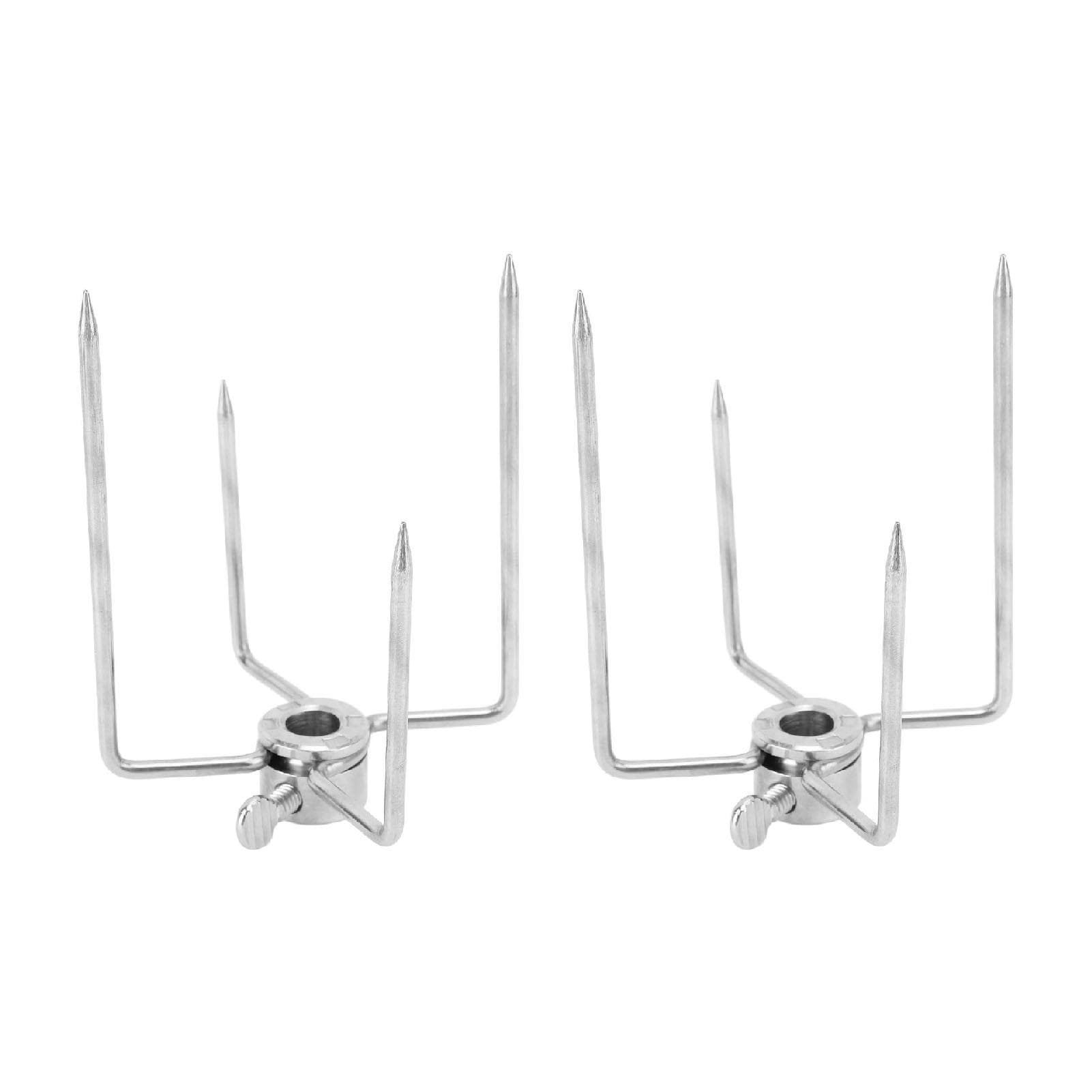 Rotisserie Fork 4 Claws 304 Stainless Steel Electroplated Grill Rotisserie Meat Fork for 0.4in Spit