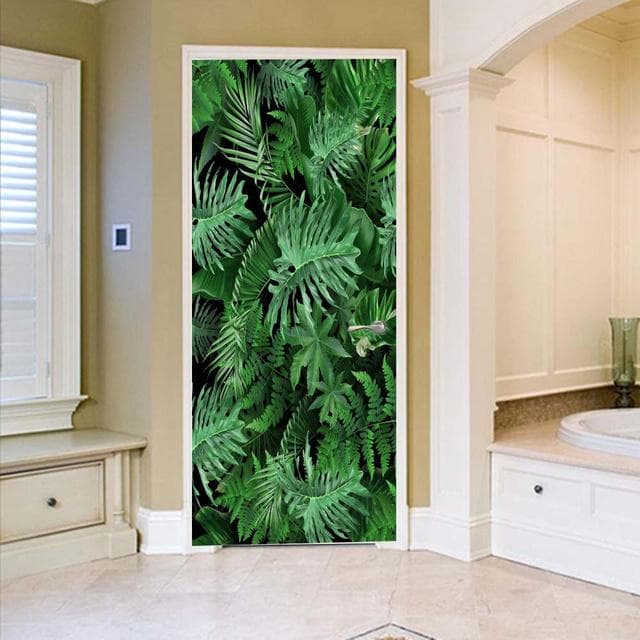 3D Scenery Porch Vinyl Door Sticker For Bedroom Home Decor Self Adhesive Removable Wall Decal Door Renovation Waterproof Poster 40x120cm(not cut)