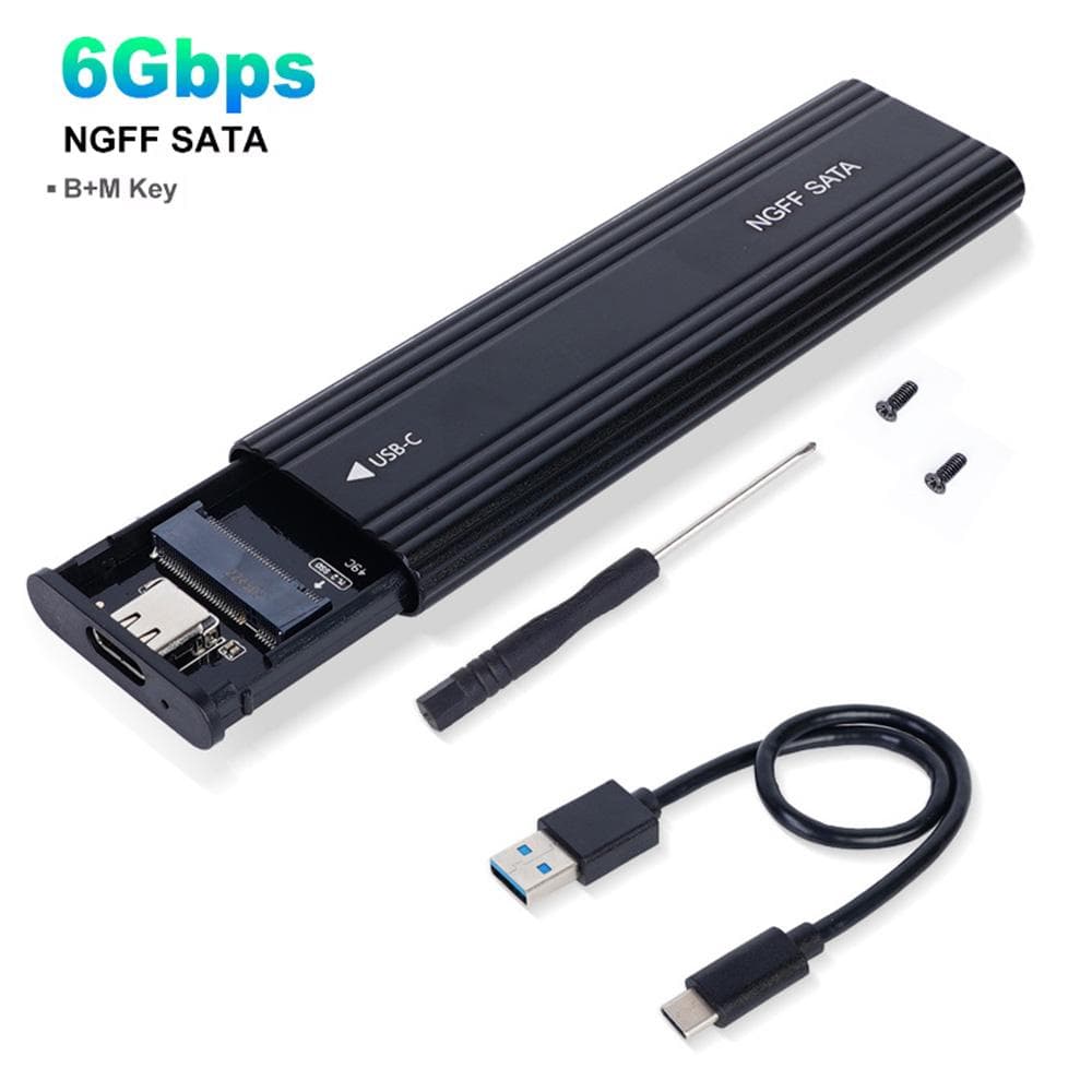 NVME M.2 Solid State Drive External Enclosure 2230/2242/2260/2280 M.2 to USB C 10Gbps SSD Aluminum Case Type A+C for M/M+B Key Only SATA 6Gbps