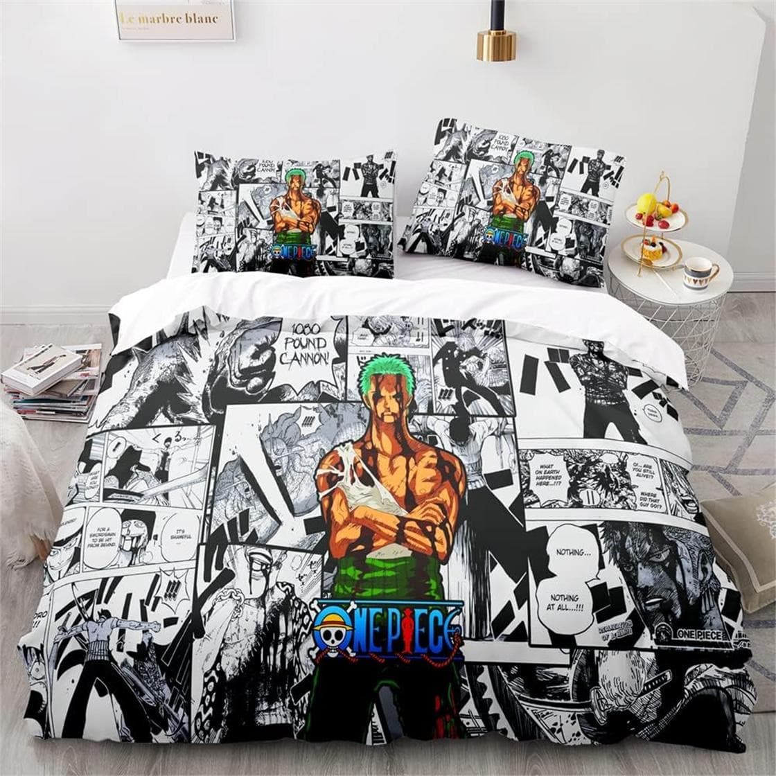 Anime ONE PIECES Bedding Set Ruffy Duvet Cover 3D Printing Quilt Cover Pillowcase Kids Boys Teenagers Bedroom Decoration 140x200cm-2pcs