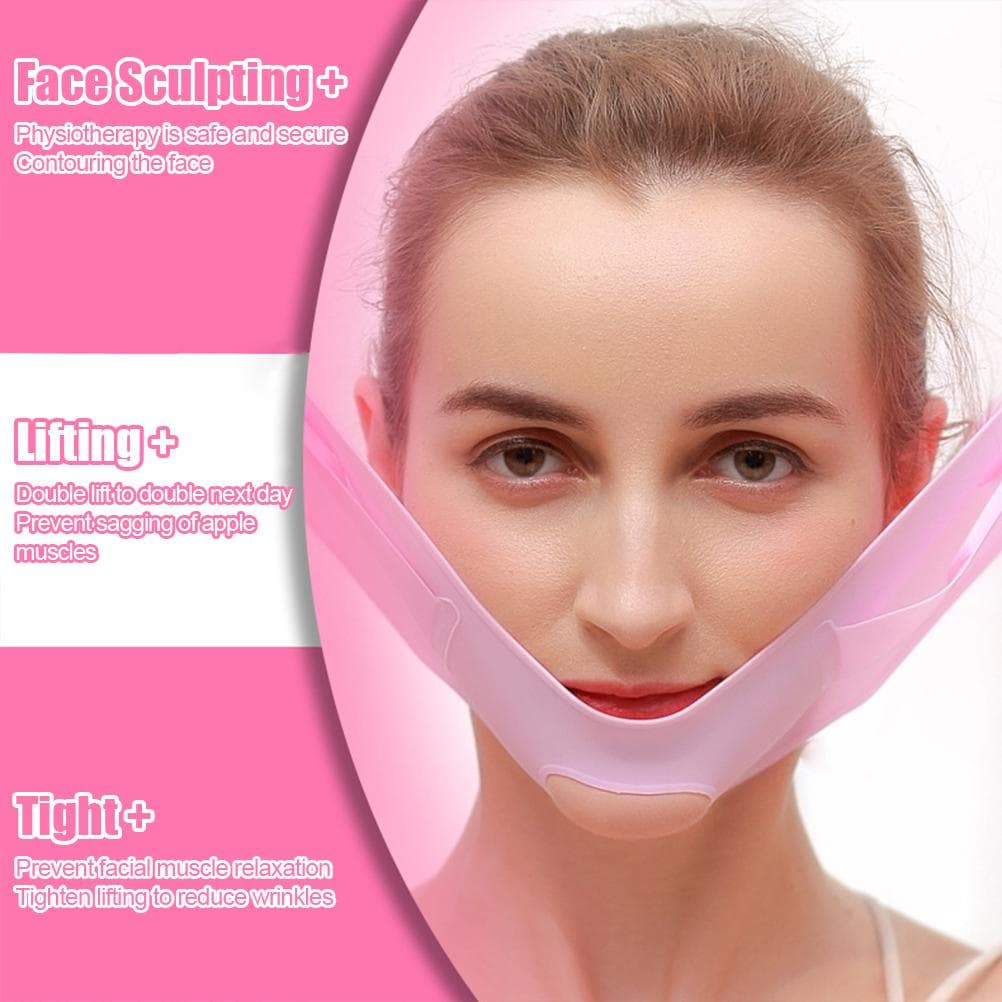 Beauty Face Lift Belt V Face Shaper Slimming Bandage Thin Chin Skin Firming Soft Silica Gel Facial pink