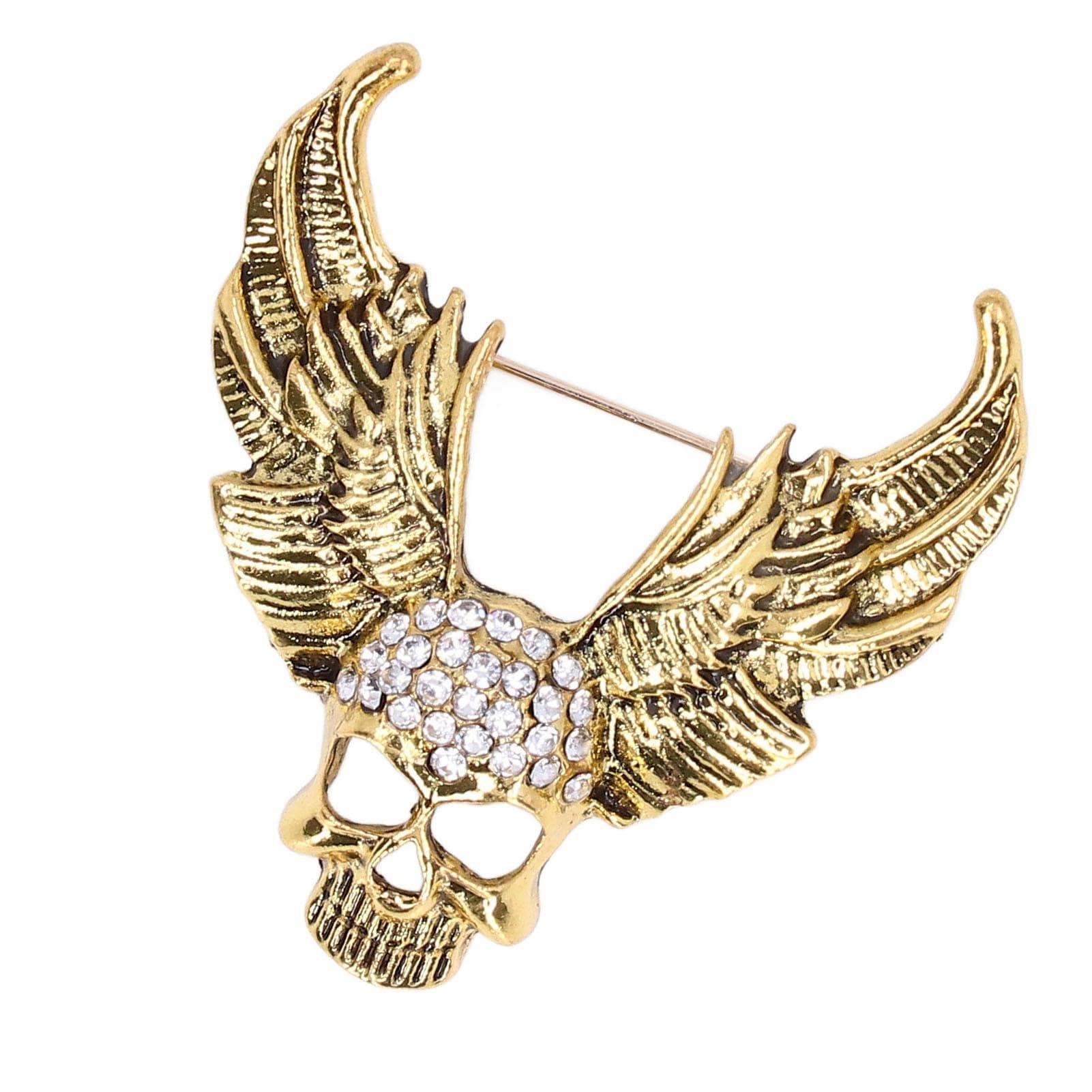 Drill Skull Brooch Sparkling Crystals Fashion Personality Brooch Accessories for Suit CoatAncient gold