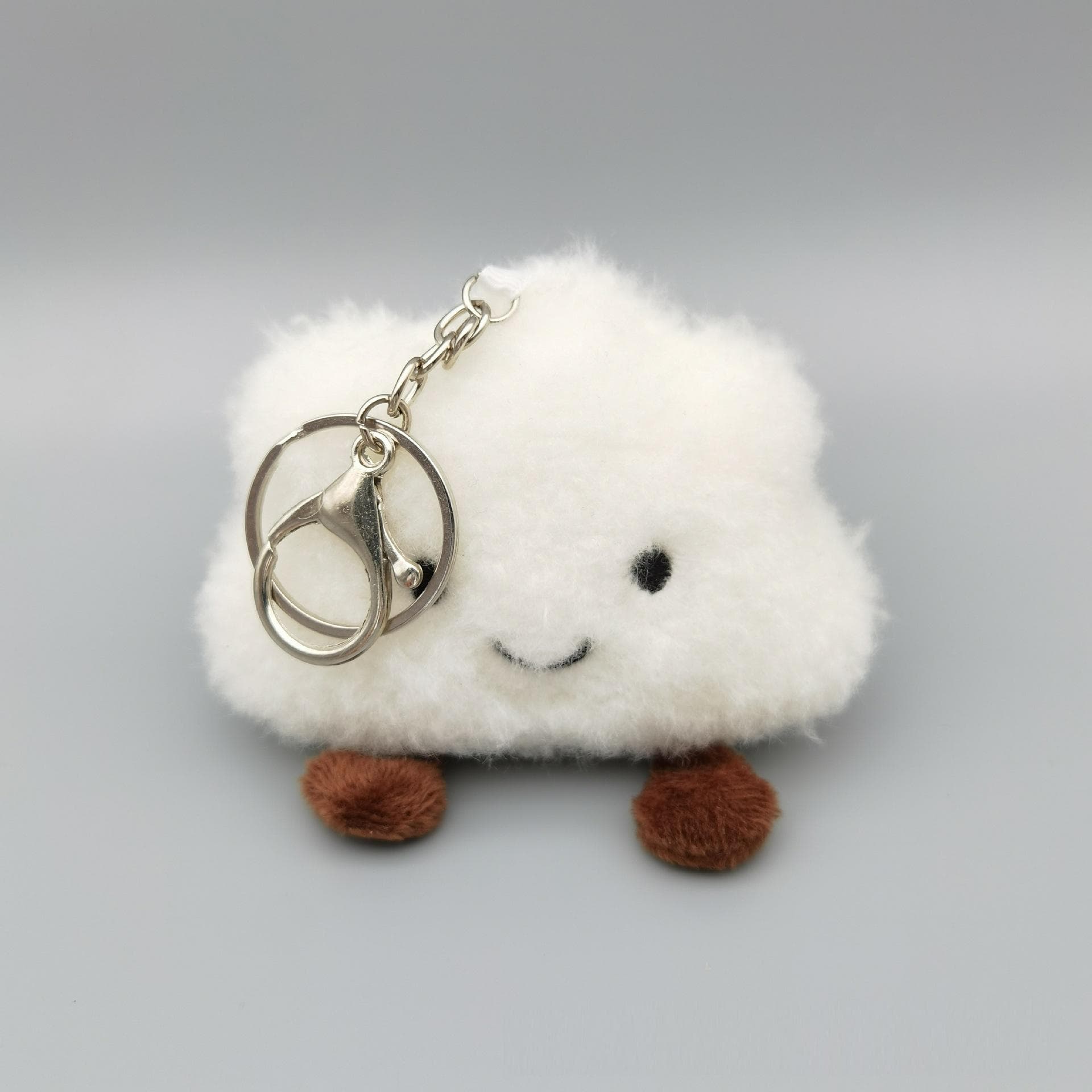 Cute and Creative Cartoon Smiling Face Cloud Plush Doll Pendant Keychain Bag Pendant Girl Bag Accessories ivory