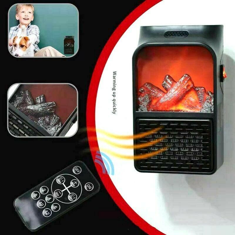 500W Mini Electric Fan Heater Portable Plug-in Wall Ceramic Heater Air Heating Winter Room Warmer Thermostat With Remote Control EU Plug black