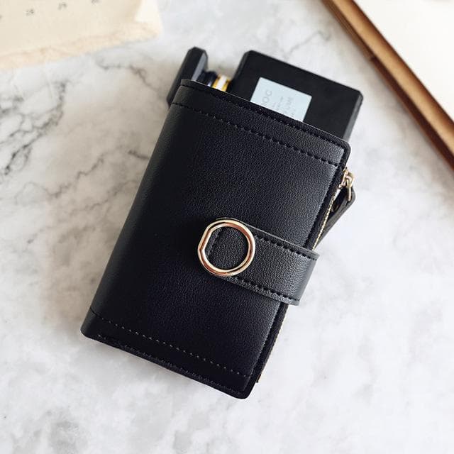 Women Wallets Small Fashion Brand Leather Purse Women Ladies Card Bag Clutch Female Purse Money Clip black