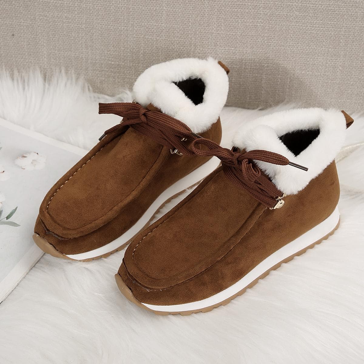 Winter Warm Snow Boots Outdoor Wedge-heeled Short Cotton Shoes for Women's Boots Classic Lace-up Plus Velvet Women's Ankle Boots 42