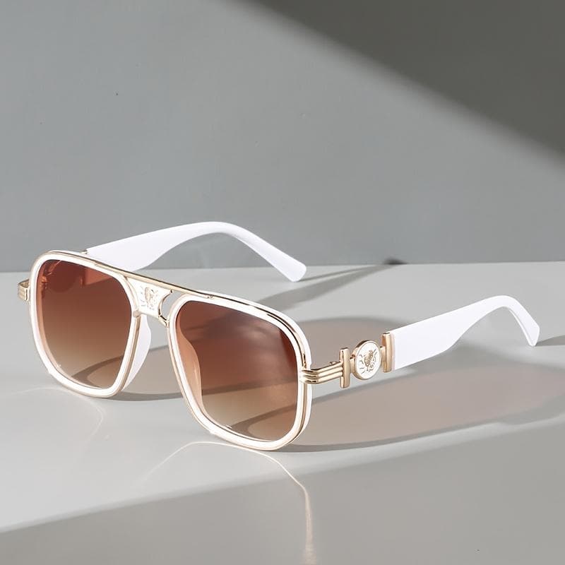 Fashion Super Large Retro Gradient Metal Double Bridge Sunglasses Snake Head Decoration Y2K Style Futurist