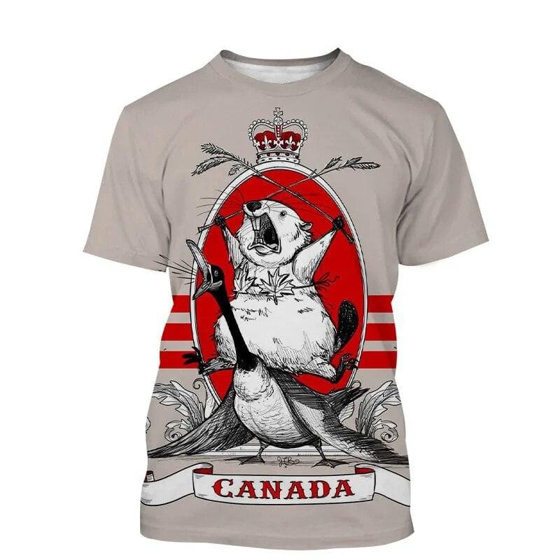 Canada Beaver T Shirt Canadian Flag Maple Leaf 3D Print Streetwear Man Woman O-Neck T-shirts Harajuku Tees Tops Kids Clothing XS