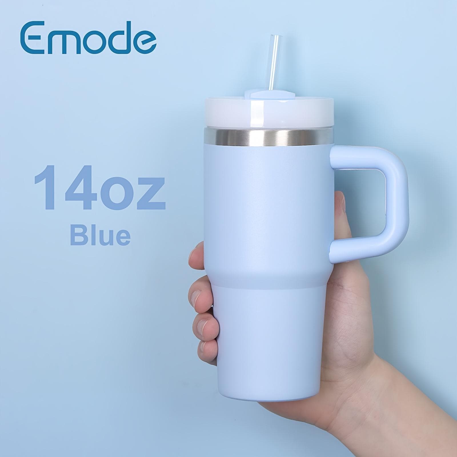 14 oz Stainless Steel Insulated Mug with Lid and Straw - BPA Free, Shatterproof, Great for All Seasons - Ideal Gift for Birthdays, Halloween blue