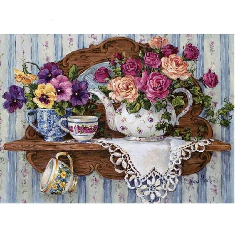 5D DIY Diamond Painting Flowers Embroidery Mosaic Cross Stitch Rhinestone Decoration 20X30CM