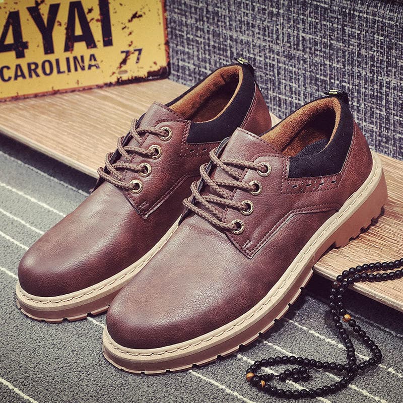 New Men's Shoes Fashion British Tooling Shoes Trend Men's Single Shoes Casual Shoes Big Head Leather Shoes Men's Shoes 44 dark brown