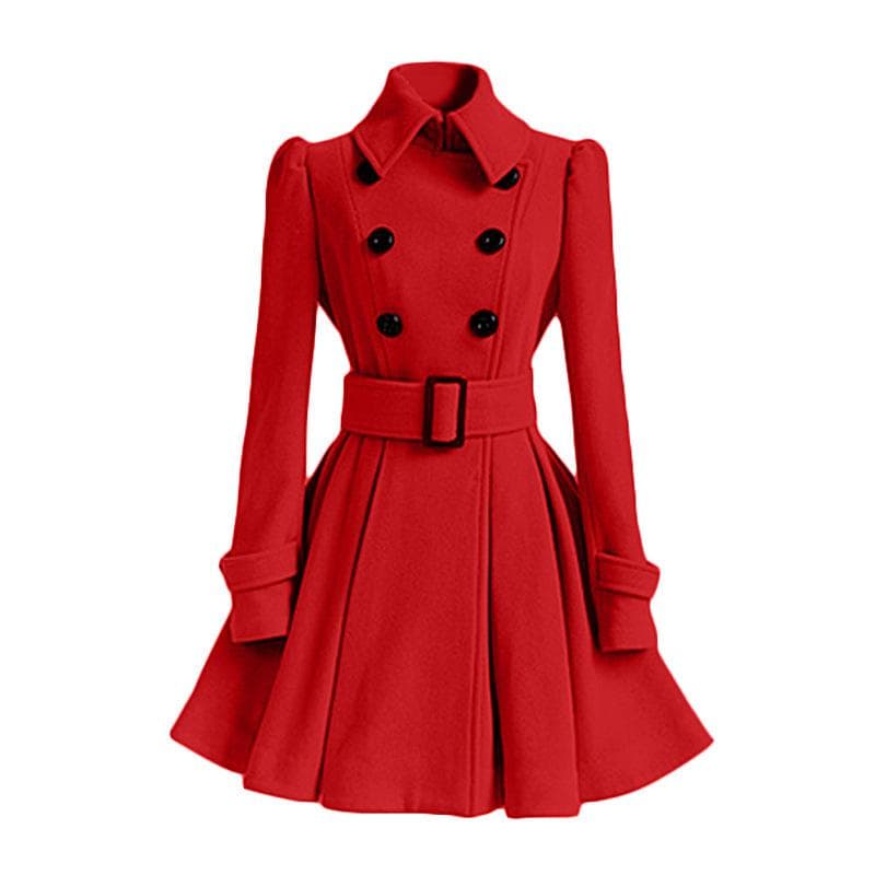 Female Style Slim-fitting Long Women's Woolen Coat Belt Woolen Coat Women M