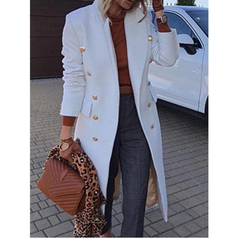 Autumn and Winter New Woolen Coat Lapel Medium and Long Coat Women 4XL