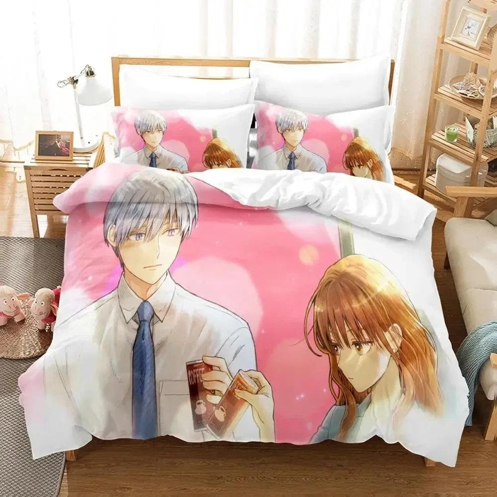 Anime The Ice Guy His Cool Female Colleague Bedding Set Duvet Cover Bed Set Quilt Cover Pillowcase Comforter king Queen Size 70x133cm 2pcs