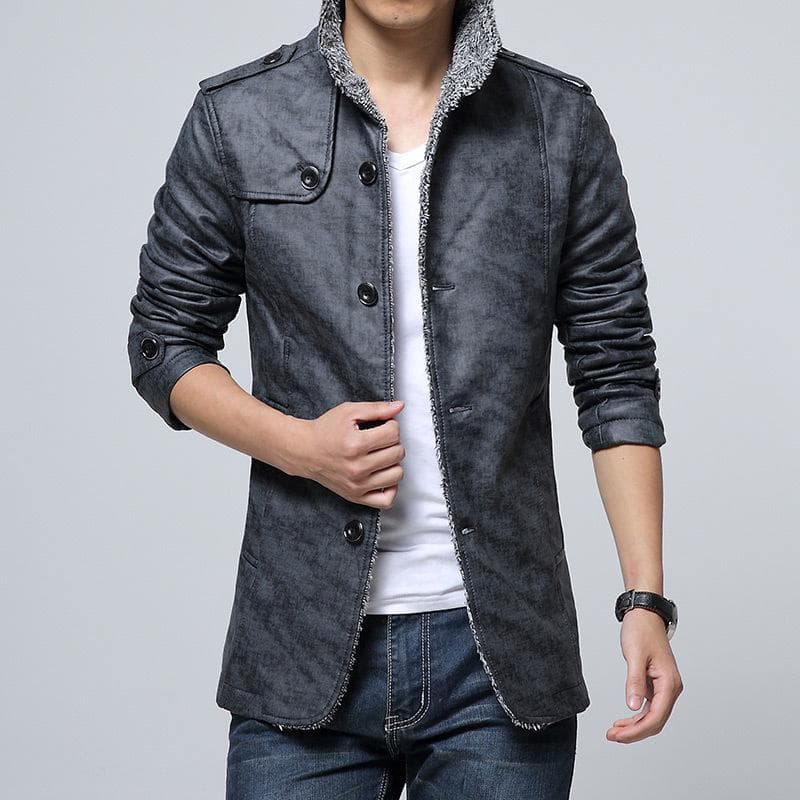 Men's Large Leather Jacket with Fur Lapel - Sizes 7XL & 8XL for Autumn/Winter 4XL