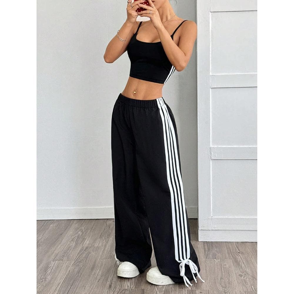 Casual Pants Women's Summer New Versatile Straight Tube Drape Loose Wide Leg Long Pants L black